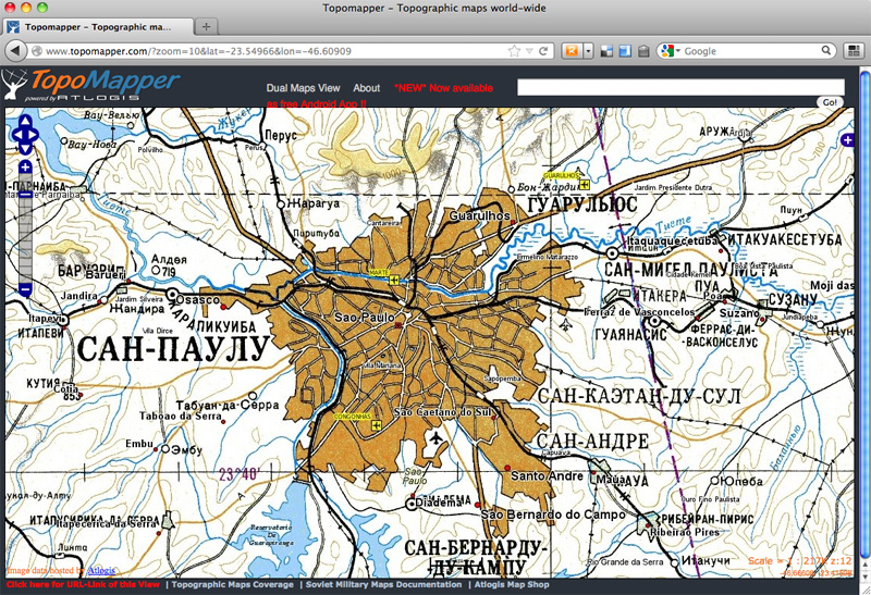 São Paulo em mapa soviético